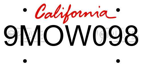 9MOW098 California License Plate