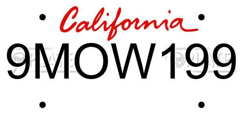 9MOW199 California License Plate