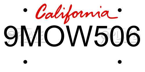 9MOW506 California License Plate