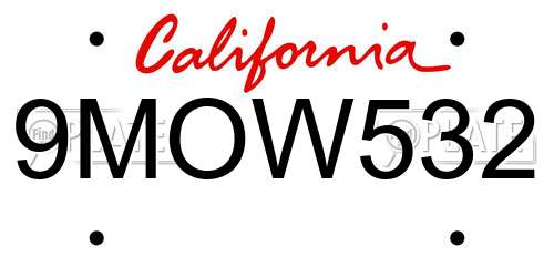 9MOW532 California License Plate