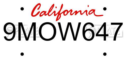 9MOW647 California License Plate
