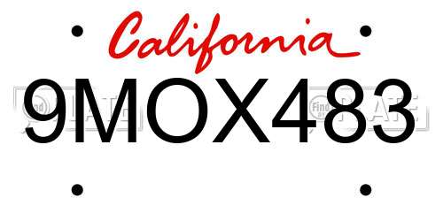 9MOX483 California License Plate