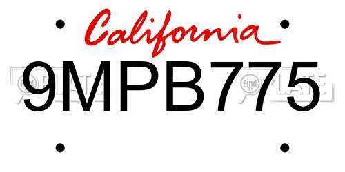 9MPB775 California License Plate