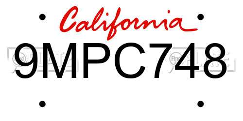 9MPC748 California License Plate