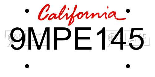 9MPE145 California License Plate