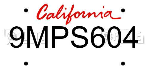 9MPS604 California License Plate