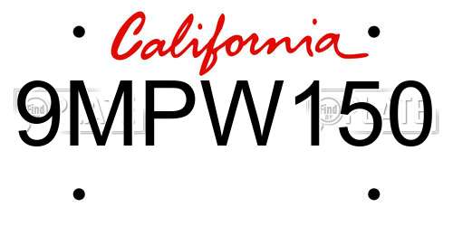 9MPW150 California License Plate