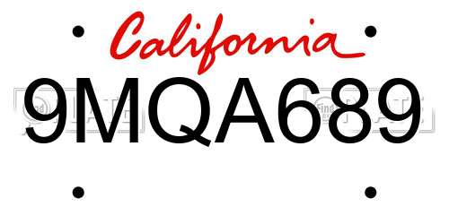 9MQA689 California License Plate
