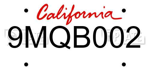 9MQB002 California License Plate