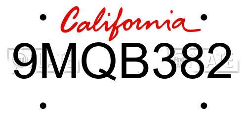 9MQB382 California License Plate