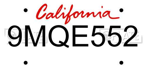 9MQE552 California License Plate