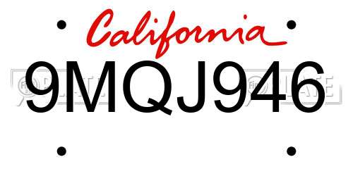 9MQJ946 California License Plate