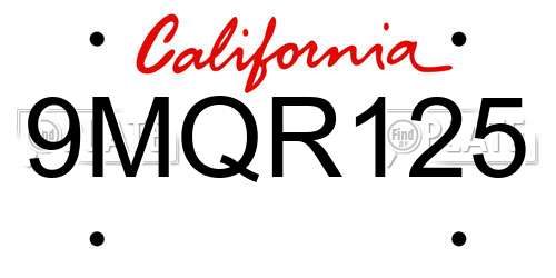 9MQR125 California License Plate