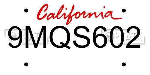 9MQS602 California License Plate