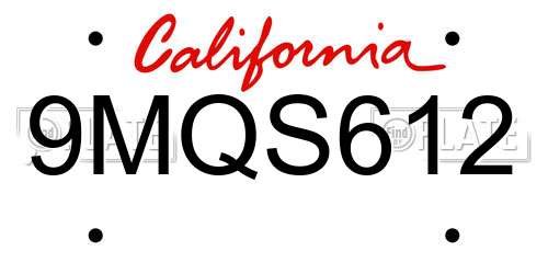 9MQS612 California License Plate