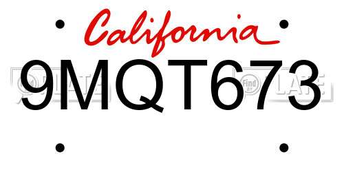9MQT673 California License Plate