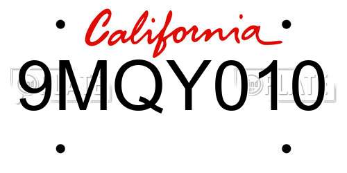 9MQY010 California License Plate