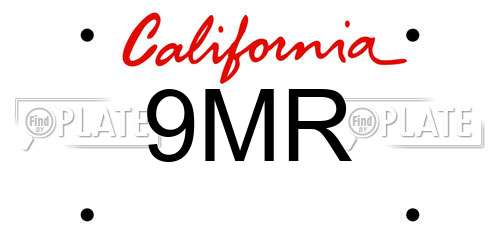 9MR California License Plate