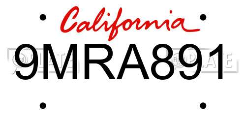 9MRA891 California License Plate