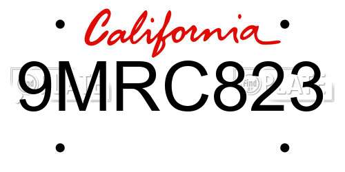9MRC823 California License Plate