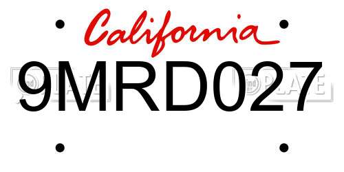 9MRD027 California License Plate