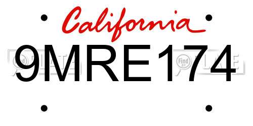 9MRE174 California License Plate
