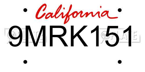 9MRK151 California License Plate