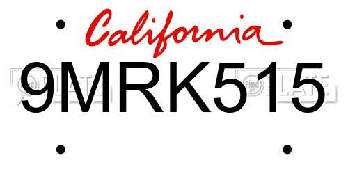 9MRK515 California License Plate