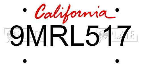 9MRL517 California License Plate