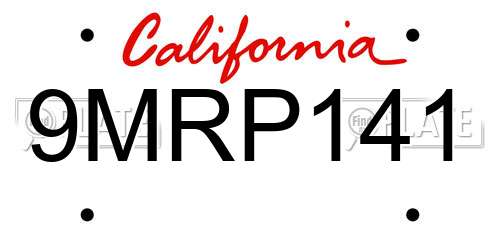 9MRP141 California License Plate