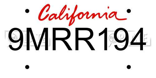 9MRR194 California License Plate