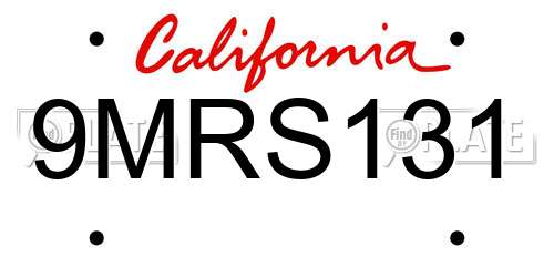 9MRS131 California License Plate