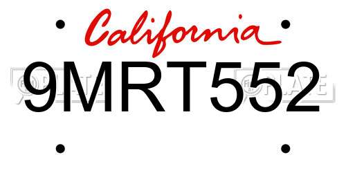 9MRT552 California License Plate