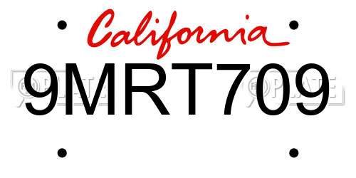 9MRT709 California License Plate