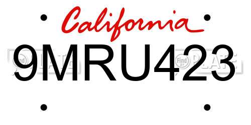 9MRU423 California License Plate