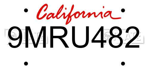 9MRU482 California License Plate