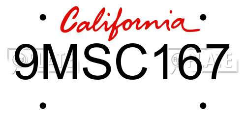 9MSC167 California License Plate