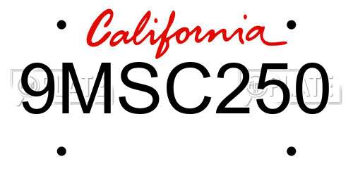 9MSC250 California License Plate