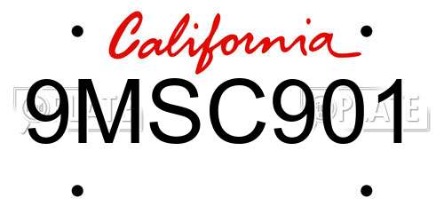 9MSC901 California License Plate