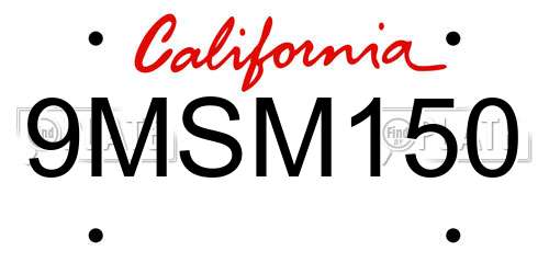 9MSM150 California License Plate