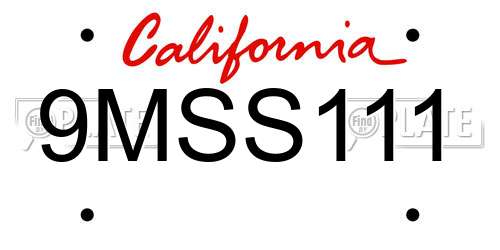 9MSS111 California License Plate