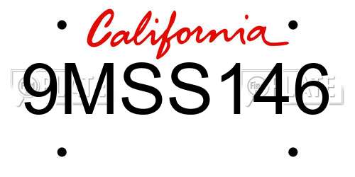 9MSS146 California License Plate
