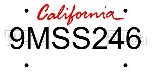 9MSS246 California License Plate