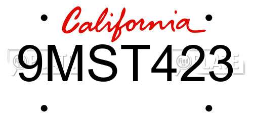 9MST423 California License Plate