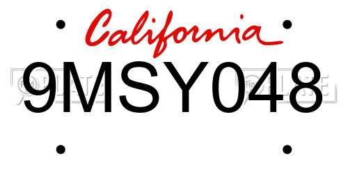 9MSY048 California License Plate