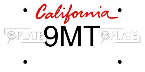 9MT California License Plate