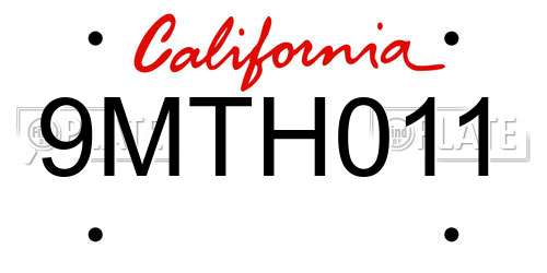 9MTH011 California License Plate