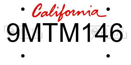 9MTM146 California License Plate