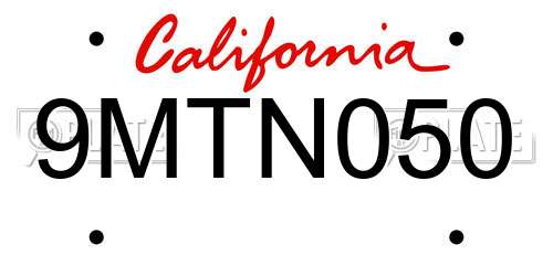 9MTN050 California License Plate