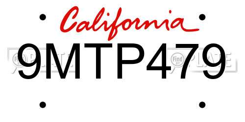 9MTP479 California License Plate